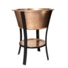 Olde Copper Round Ice Bucket 24x30 Round - Copper Ice Bucket with Stand - Hammered Copper Wine Cooler