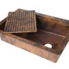 33" Drop-in Single Well Hammered Copper Kitchen Sink with Removable Grill