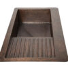 40" Drop-in Single Well Hammered Copper Kitchen Sink with Wringer on Right Side