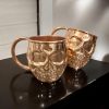 Set of Two Copper Skull (Day of the Dead) Shaped Mugs, Plain and Shiny Finish