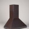 36" Farmhouse Hammered Copper Vent Hood with Inclined Roof and Vertical Conduit Above